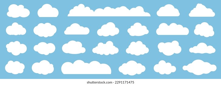 Set of cartoon cloud in a flat design. White cloud collection - Shutterstock ID 2291171475