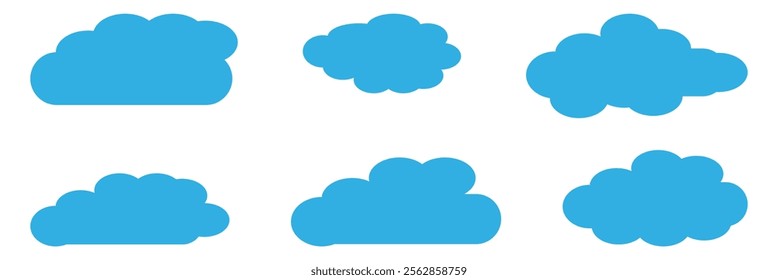 Set of cartoon cloud in a flat design. blue cloud collection.
