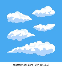 Set of Cartoon cloud vector illustration, Cloud vector graphic clipart design