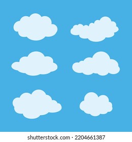 Set of cartoon clouds. Abstract white cloudy. Cloud icon, cloud shape. Vector stock