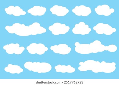 Zeichentrickwolken im flachen Stil. weiße Wolke Kollektion Viele weiße Wolken für Design