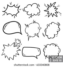 Set of cartoon clouds. Icon isolated on white background.