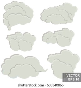 Set of cartoon clouds. Icon isolated on white background.