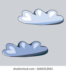 Conjunto de nubes de dibujos animados. Ilustración de la nube lluviosa oscura pesada y azul claro como Elementos aislados del Vector en fondo separado