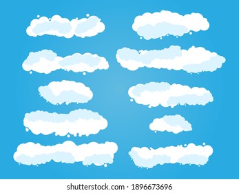 Set of cartoon clouds on a blue background. EPS10