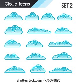 Set of cartoon clouds on a white background
