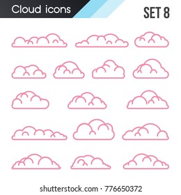 Set of cartoon clouds on a white background