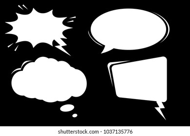 Set of cartoon, clouds sketch. Comic speech bubbles. Empty dialog Clouds in pop art style. Vector Illustration