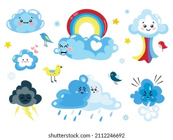 Set of cartoon clouds in vector.