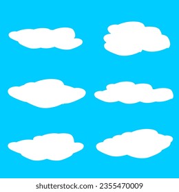 set of cartoon clouds vector with blue background