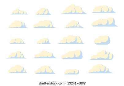 Set of cartoon clouds. Vector flat illustration.