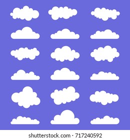 Set of cartoon clouds. Vector illustration.