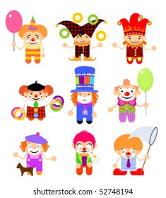 Set of cartoon clowns