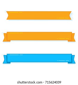 Set of cartoon color flat ribbon decoration elements