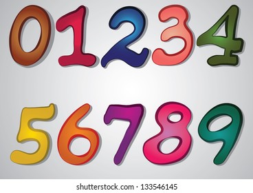 set of cartoon color numbers