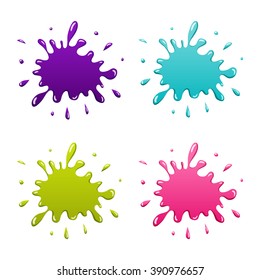 Set Cartoon Color Paint Splashes Stock Vector (Royalty Free) 390976657 ...