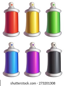 Set of cartoon color spray cans