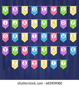 Set Cartoon Colored Flag Garlands Alphabet Stock Vector (Royalty Free ...