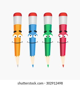 A set of cartoon colored pencils.