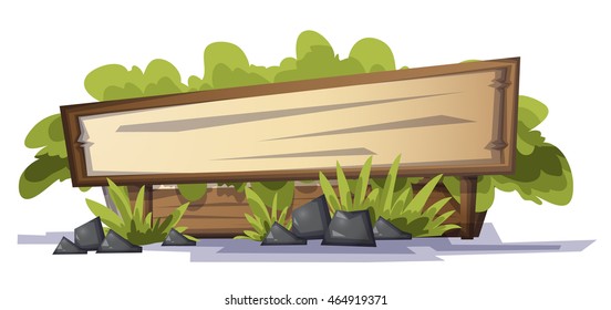 Set of cartoon colored wood label for use in the game and animation, game design asset