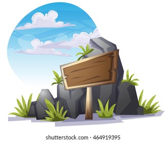 Set of cartoon colored wood label for use in the game and animation, game design asset