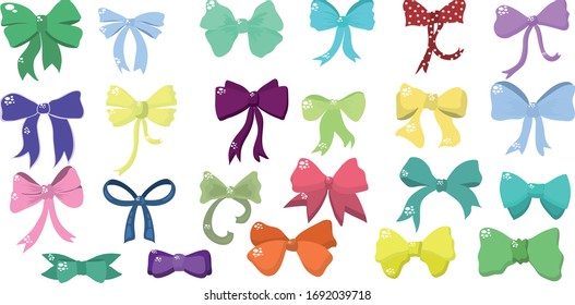 Set with cartoon colorful bows