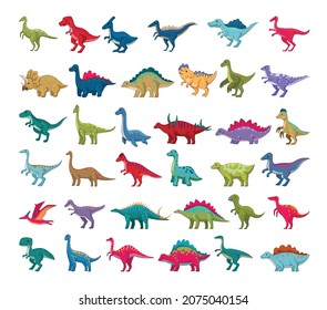 Set of cartoon colorful dinosaurs. Childrens illustrations.