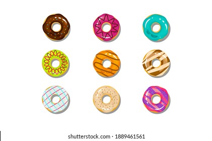 Sweet Donut Cartoon Vector Set Icon Stock Vector (Royalty Free ...