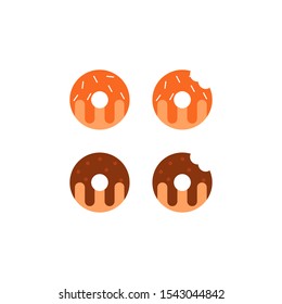 Set of cartoon colorful donuts. Vector illustration in flat design