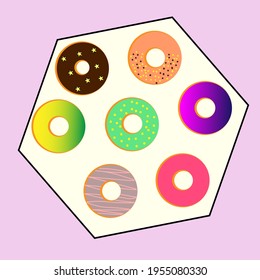 Set of cartoon colorful donuts.Illustration in flat style