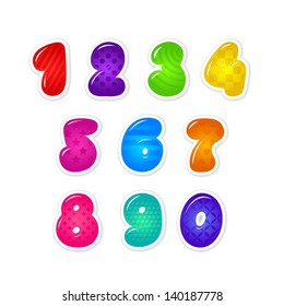 Set of cartoon colorful numbers