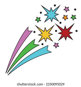 Un conjunto de dibujos animados coloridos vectoriales ilustraciones de estrellas aisladas en un fondo blanco.