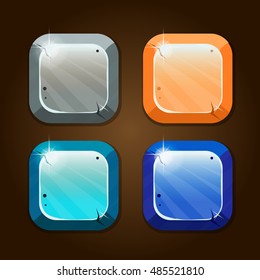 Set of cartoon colors game blocks. Vector game user inteface.