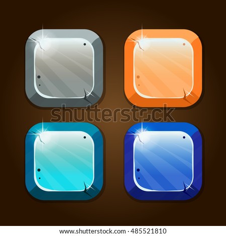 Set of cartoon colors game blocks. Vector game user inteface.