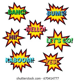Set of cartoon comic balloon speach bubbles. Elements of pop art retro style design comic books. Vector illustration