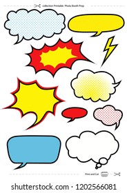 Set cartoon comic bubble speech, pop art style, Vector illustration