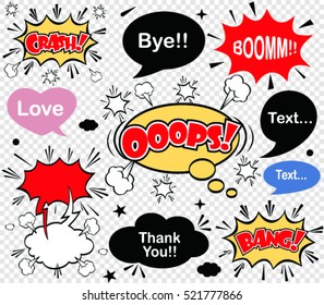 Set Cartoon Comic Speech Bubble.