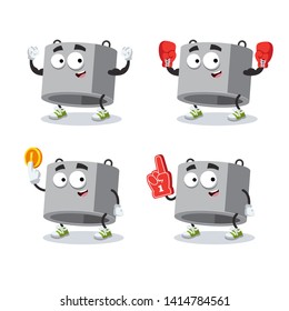 set of cartoon concrete ring for well character mascot on white background