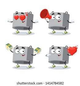 set of cartoon concrete ring for well character mascot on white background