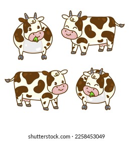 Set Cartoon Cow character vector.