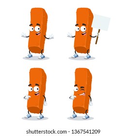 set of cartoon crispy fish finger stick character mascot on white background