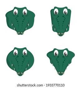 Set of cartoon crocodiles. Different shapes of animal heads.
