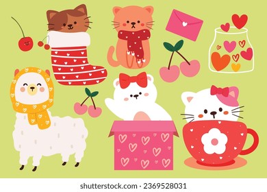 set of cartoon cute animal element sticker. for kids sticker, cute doodle collection