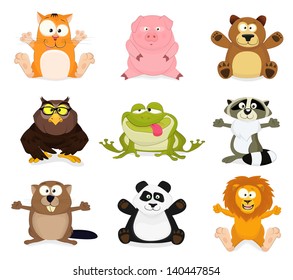 Set of cartoon cute animals