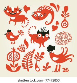 set of cartoon cute animals
