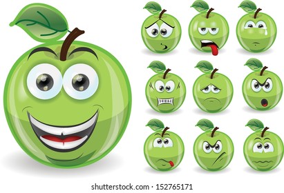 Set of cartoon cute apples