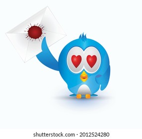 set cartoon cute blue bird