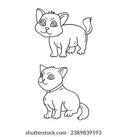 Set of cartoon cute cat hand drawn illustration design element vector