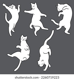 Set Cartoon Cute Cats Vector illustration. Cat Funny Character.