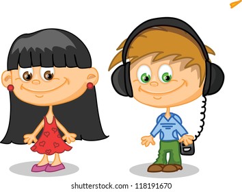 Set of cartoon cute children